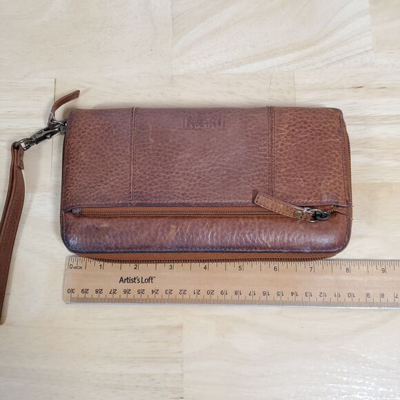 Duluth Trading Brown Leather Wristlet Clutch Women’s Zip Around Wallet Organizer - Picture 4 of 10